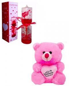 Cute and sweet gift in valentine \/ love meter and pink mono teddy for your girlfriend or boy friend multicolor