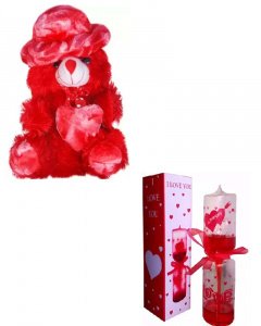 Cute and sweet gift in valentine \/ red rose teddy with love meter for your girlfriend or boy friend multicolor