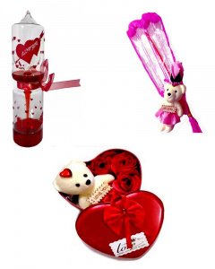 Cute and sweet gift in valentine \/ love meter and pink heart box and pink teddy for your girlfriend or boy friend multicolor