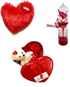 Cute and sweet gift in valentine \/love meter and red heart box and heart pillow for your girlfriend or boy friend multicolor