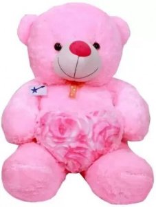 Pink Rose Heart Stuffed Soft Teddy Bear - 80 cm (Pnik)