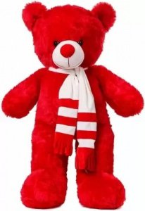 Red Teddy Bear Stuffed Toy with Muffler - 80 cm (Red)